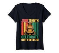 Women's Juneteenth Celebrate Our Freedom 1865 Black History Dad V-Neck T-Shirt