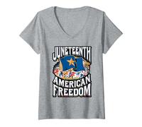 Womens Juneteenth Emancipation Day Pride Design V-Neck T-Shirt