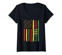 Women's Juneteenth Flag Black History African American RBG Colors V-Neck T-Shirt