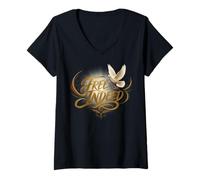Women's Juneteenth Free Indeed Dove Broken Chain V-Neck T-Shirt