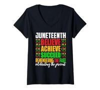 Womens Juneteenth Is My Independence Day believe achieve succeed V-Neck T-Shirt