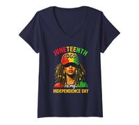 Womens Juneteenth Is My Independence Day Black Women Freedom 1865 V-Neck T-Shirt