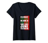 Women's Juneteenth Melanin Free ish Since 1865 Black Pride V-Neck T-Shirt