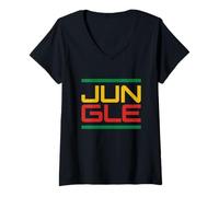 Womens Jungle Music, Love DNB, Drum & Bass Raver, Junglist Raving V-Neck T-Shirt
