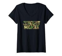 Womens Junglist Soldier Camo Drum & Bass Jungle V-Neck T-Shirt