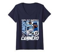 Womens Junior Caminero | Tampa Bay MLB Baseball Player | MLBJCA203M V-Neck T-Shirt