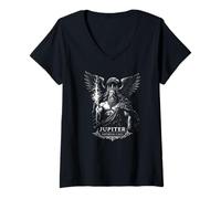 Women's Jupiter Imperium Caeli Roman Thunder Sky God V-Neck T-Shirt