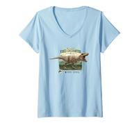Womens Jurassic PARC Merch How to Survive T-Rex Encounter V-Neck T-Shirt