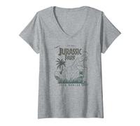 Womens Jurassic Park 30th Anniversary Isla Nublar T-Rex V-Neck T-Shirt