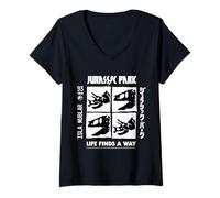 Womens Jurassic Park Isla Nublar 2025 Life Finds Way V-Neck T-Shirt
