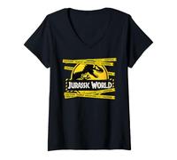 Women's Jurassic World Caution Family Vacation Isla Nublar V-Neck T-Shirt