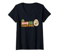 Womens Jurassic World Do Not Open Before Christmas Dinosaur Egg V-Neck T-Shirt