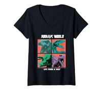 Womens Jurassic World Merch Life Finds A Way V-Neck T-Shirt