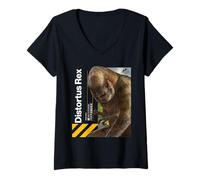 Womens Jurassic World Rebirth Distortus Rex Hazard V-Neck T-Shirt