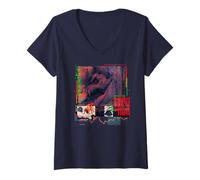 Womens Jurassic World Rebirth Distortus Rex Neon Hybrid V-Neck T-Shirt