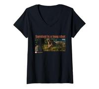 Womens Jurassic World Rebirth Survival is A Long Shot T-Rex Frame V-Neck T-Shirt