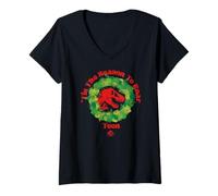 Womens Jurassic World Tis The Season to Roar Teen V-Neck T-Shirt