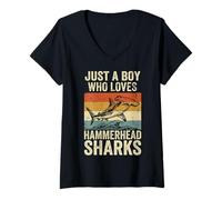 Women's Just A Boy Who Loves Hammerhead Sharks V-Neck T-Shirt