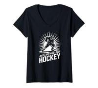 Womens Just A Boy Who Loves Hockey Ice Hockey Fan V-Neck T-Shirt