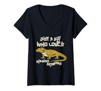 Womens Just A Boy Who Loves Komodo Dragons Reptile Animals Gift V-Neck T-Shirt