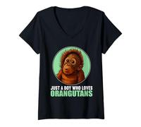 Womens Just a Boy who Loves Orangutans Orangutan V-Neck T-Shirt