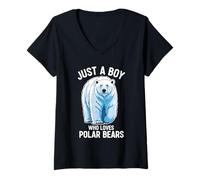 Womens Just a Boy Who Loves Polar Bears V-Neck T-Shirt