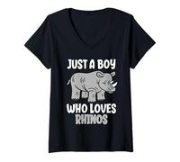 Women's Just A Boy Who Loves Rhinos Future Conservationist V-Neck T-Shirt