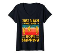 Women's Just a Boy who Loves Rope Skipping V-Neck T-Shirt