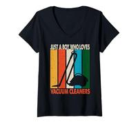 Womens Just a Boy who loves Vacuum Cleaning V-Neck T-Shirt