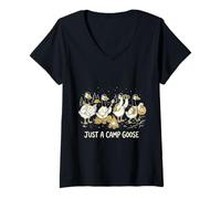 Women's Just A Camp Goose Funny Camping Geese V-Neck T-Shirt