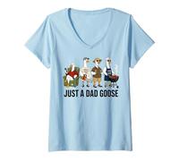 Women's Just A Dad Goose Funny Father Humor Design V-Neck T-Shirt