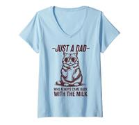 Womens Just a Dad Who Always Came Back With The Milk Fathers Day V-Neck T-Shirt