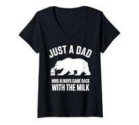Women's Just a Dad Who Always Came Back with The Milk Father's Day V-Neck T-Shirt