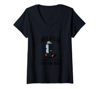 Women's Just a Dad Who Always Came Back with The Milk Retro Style V-Neck T-Shirt