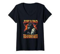 Womens Just A Dad Who Always Came Back With The Milk V-Neck T-Shirt