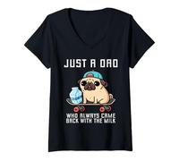Women's Just A Dad Who Always Came Back with The Milk V-Neck T-Shirt