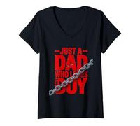 Women's Just a Dad Who Loves His Boy Funny for Father's Day V-Neck T-Shirt