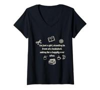 Women's Just a Girl Asking for Happily Ever After Romance Reader V-Neck T-Shirt