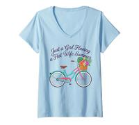 Women's Just A Girl Having A Hot Wife Summer - Beach Cruiser V-Neck T-Shirt