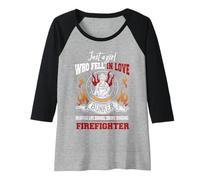 Womens Just a Girl Who Fell in Love with a Bunker Firefighter Raglan Baseball Tee
