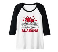 Womens Just a Girl Who Loves Alabama State Pride Raglan Baseball Tee