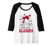Womens Just a Girl Who Loves Alabama State Pride Raglan Baseball Tee