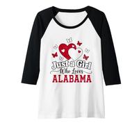 Womens Just a Girl Who Loves Alabama State Pride Raglan Baseball Tee