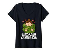 Womens Just a Girl Who Loves Anacondas - Funny Hug-Loving V-Neck T-Shirt