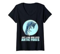 Womens Just a Girl who Loves Arctic Foxes Arctic Fox V-Neck T-Shirt