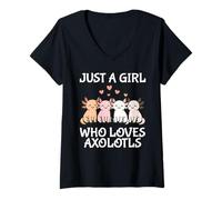 Womens Just A Girl Who Loves Axolotls Cute Axolotl V-Neck T-Shirt