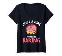 Womens Just A Girl Who Loves Baking V-Neck T-Shirt