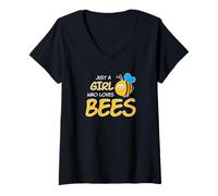 Womens Just A Girl Who Loves Bees V-Neck T-Shirt