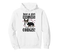 Womens Just A Girl Who Loves Black Tricolour Corgi Lover Pullover Hoodie