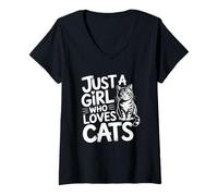 Women's Just A Girl Who Loves Cats V-Neck T-Shirt